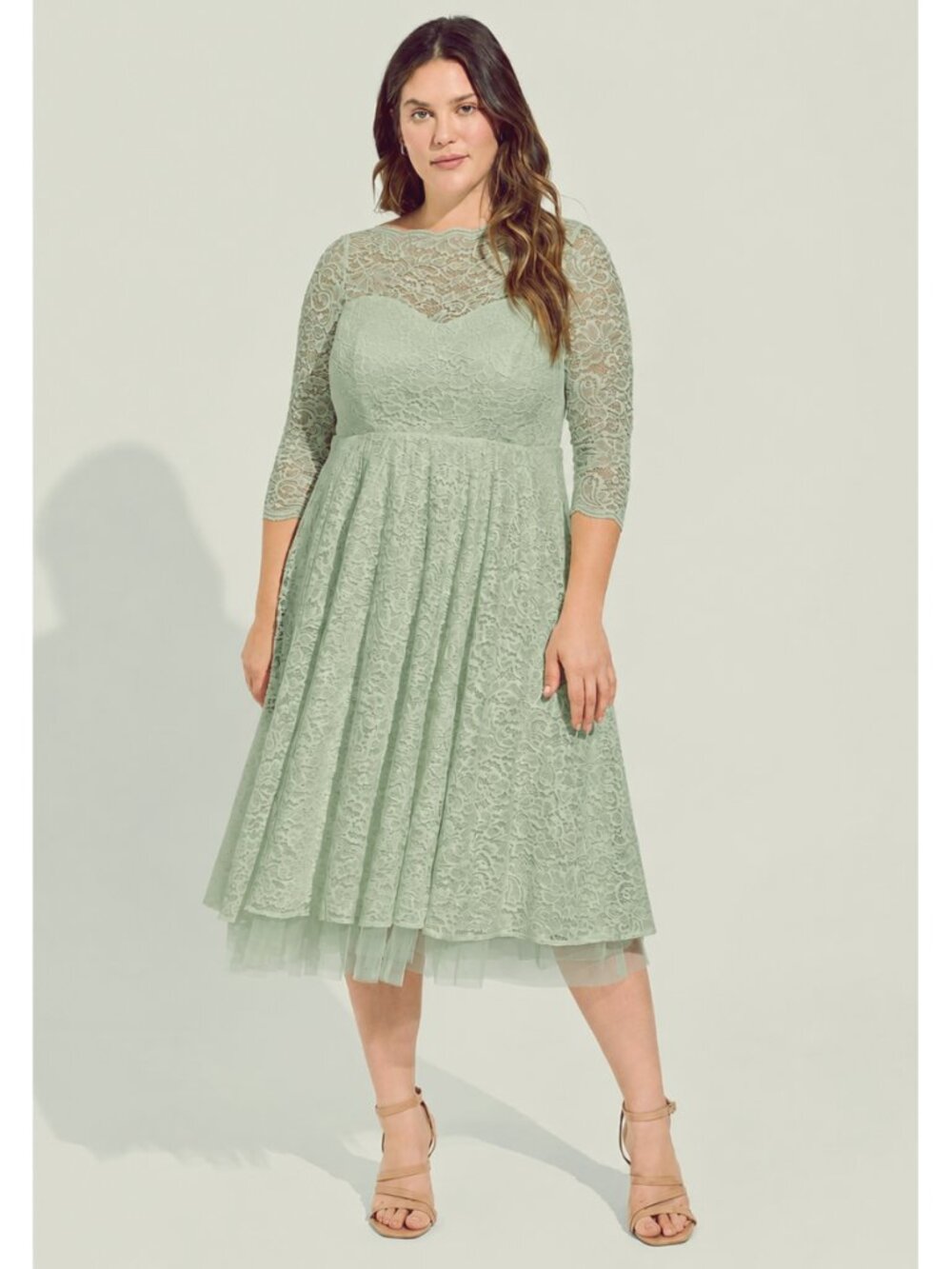 NWT Torrid Mint Lace Tea Length Skater Dress 22